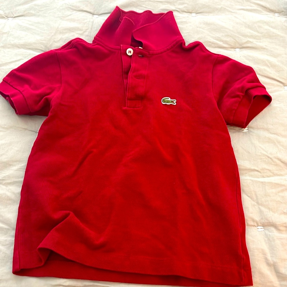 Boys Size 5 Classic Lacoste Polo in red